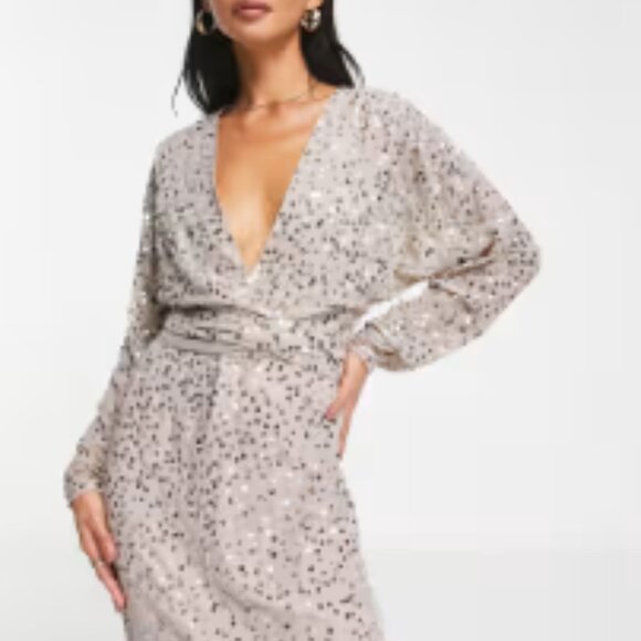 ASOS sequin wrap tie dress - Picture 1 of 6